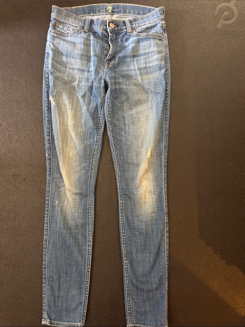 7 For All Mankind Faded Light Blue Skinny Jeans
